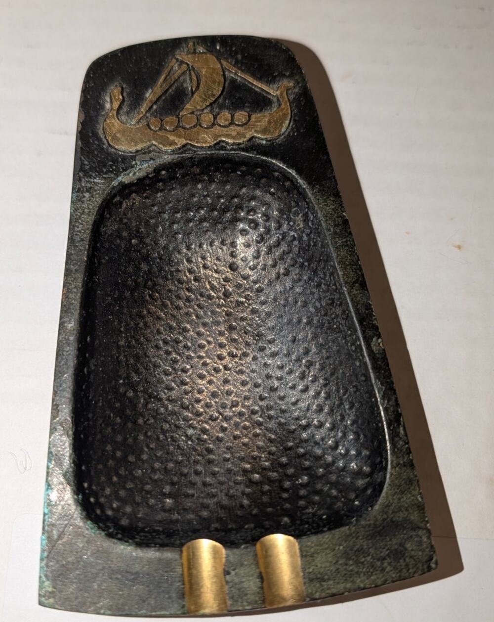 Vintage 1950's Dayagi Brass Ash Tray Israel Viking Ship Trinket Jewelry Tray